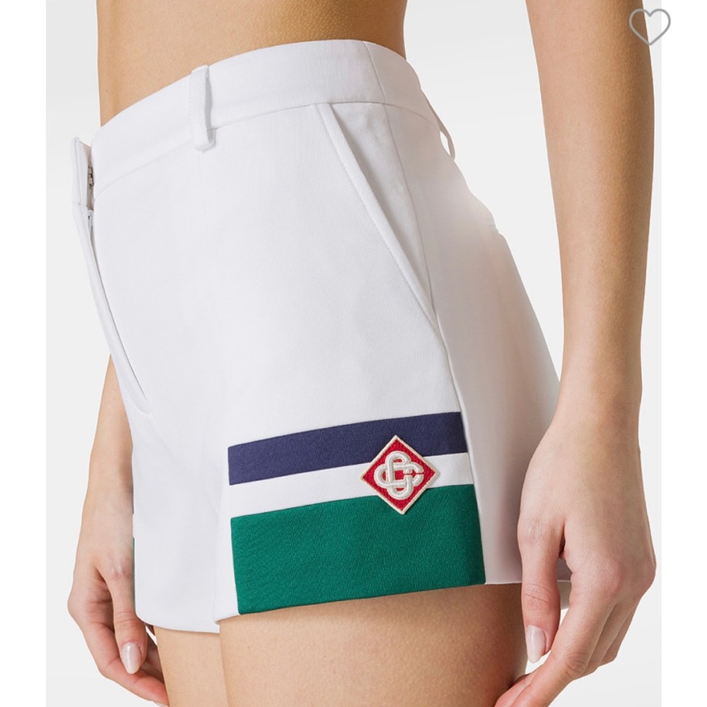 White Logo-patch Tailored Shorts:New with tags